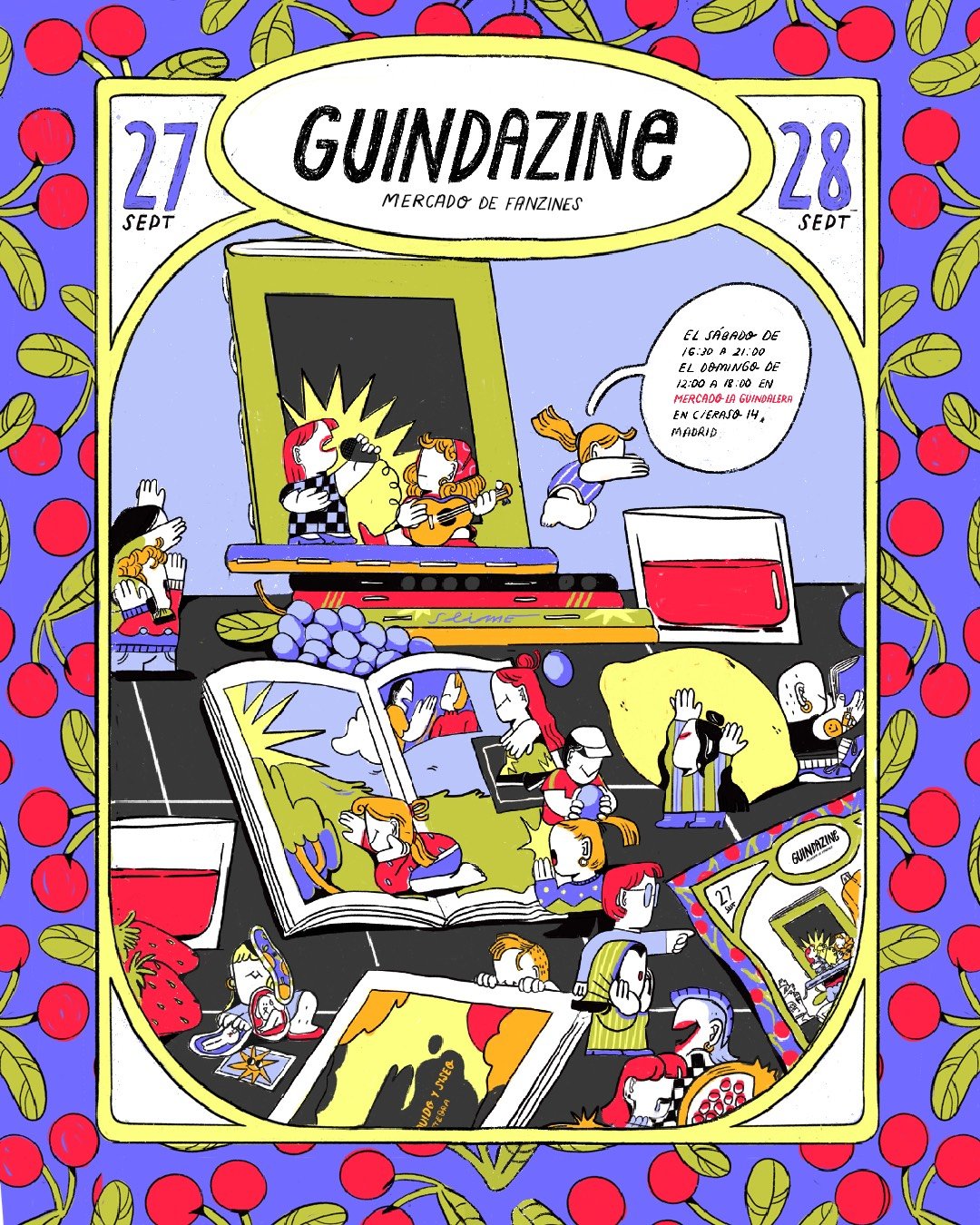 Cartel de Guindazine, festival de fanzines e ilustración.